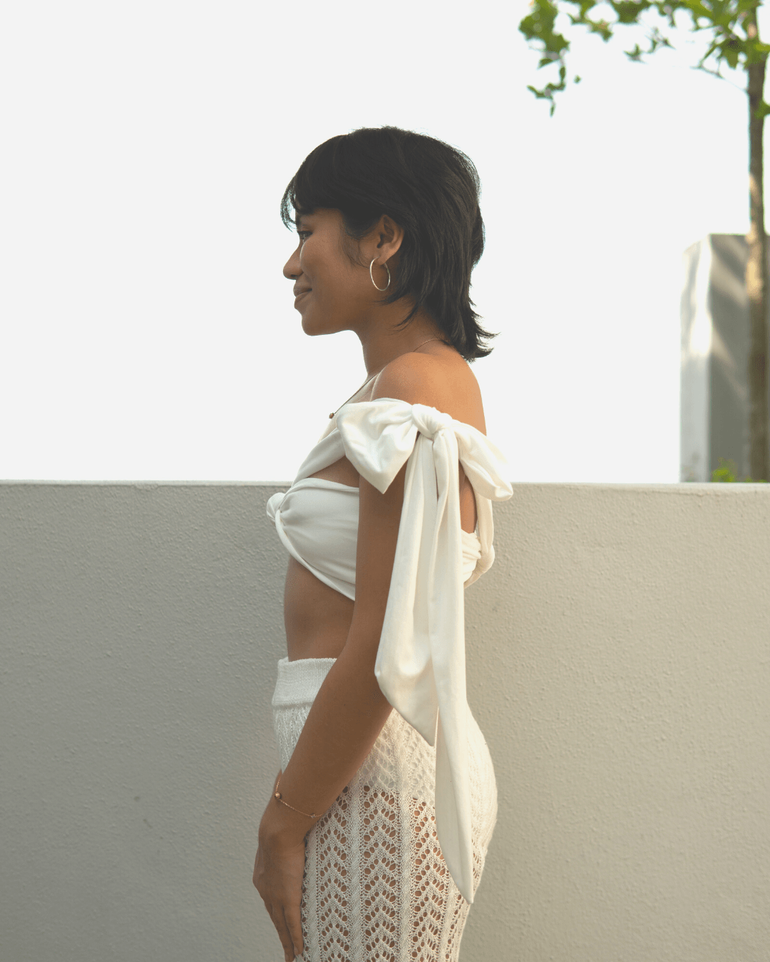 Lara Infinity Beach Top in White - Pink N' Proper