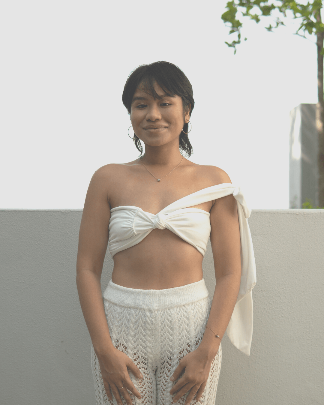 Lara Infinity Beach Top in White - Pink N' Proper