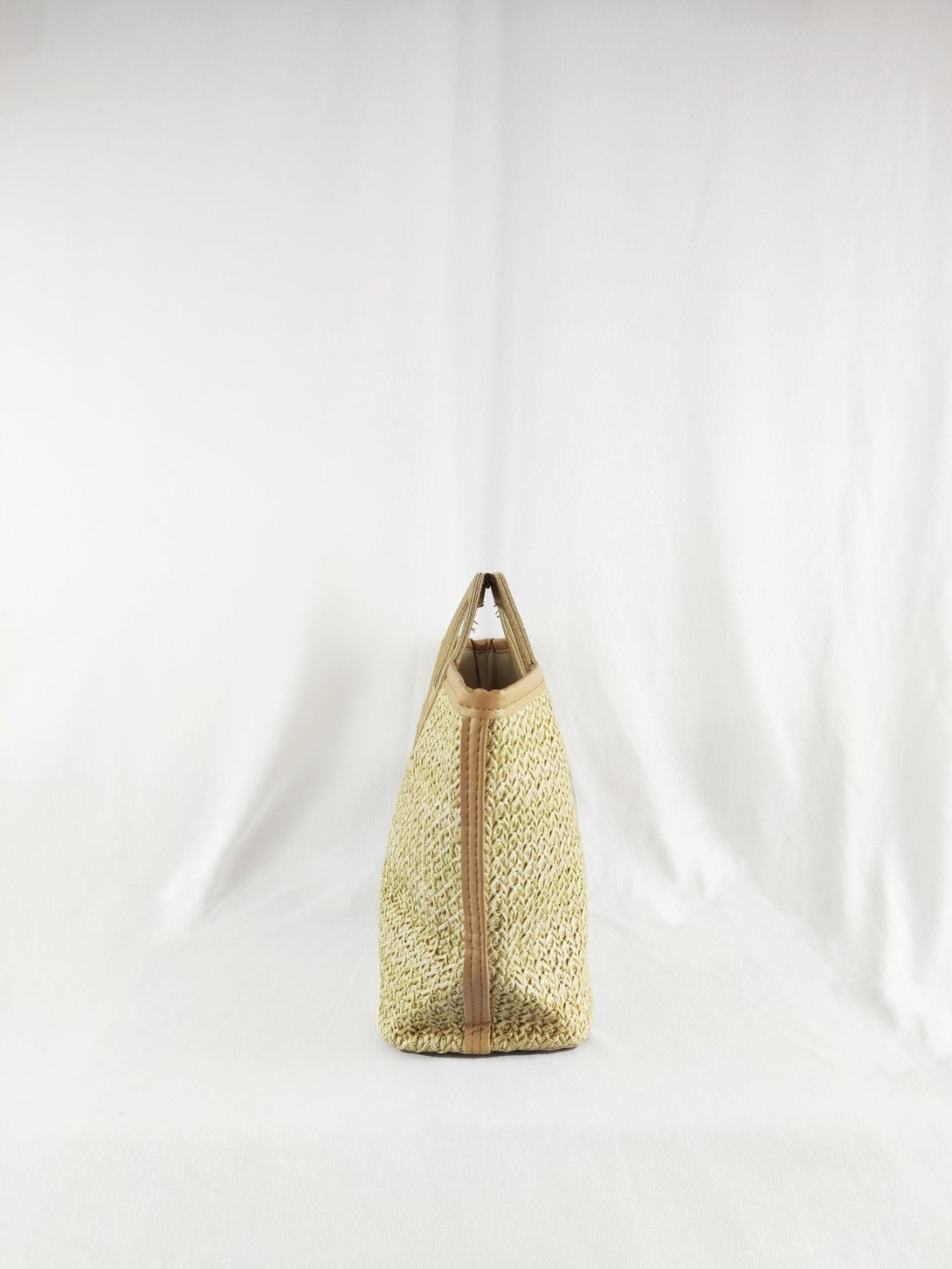 Delia Square Top Handle Straw Bag in Khaki Beige - Pink N' Proper