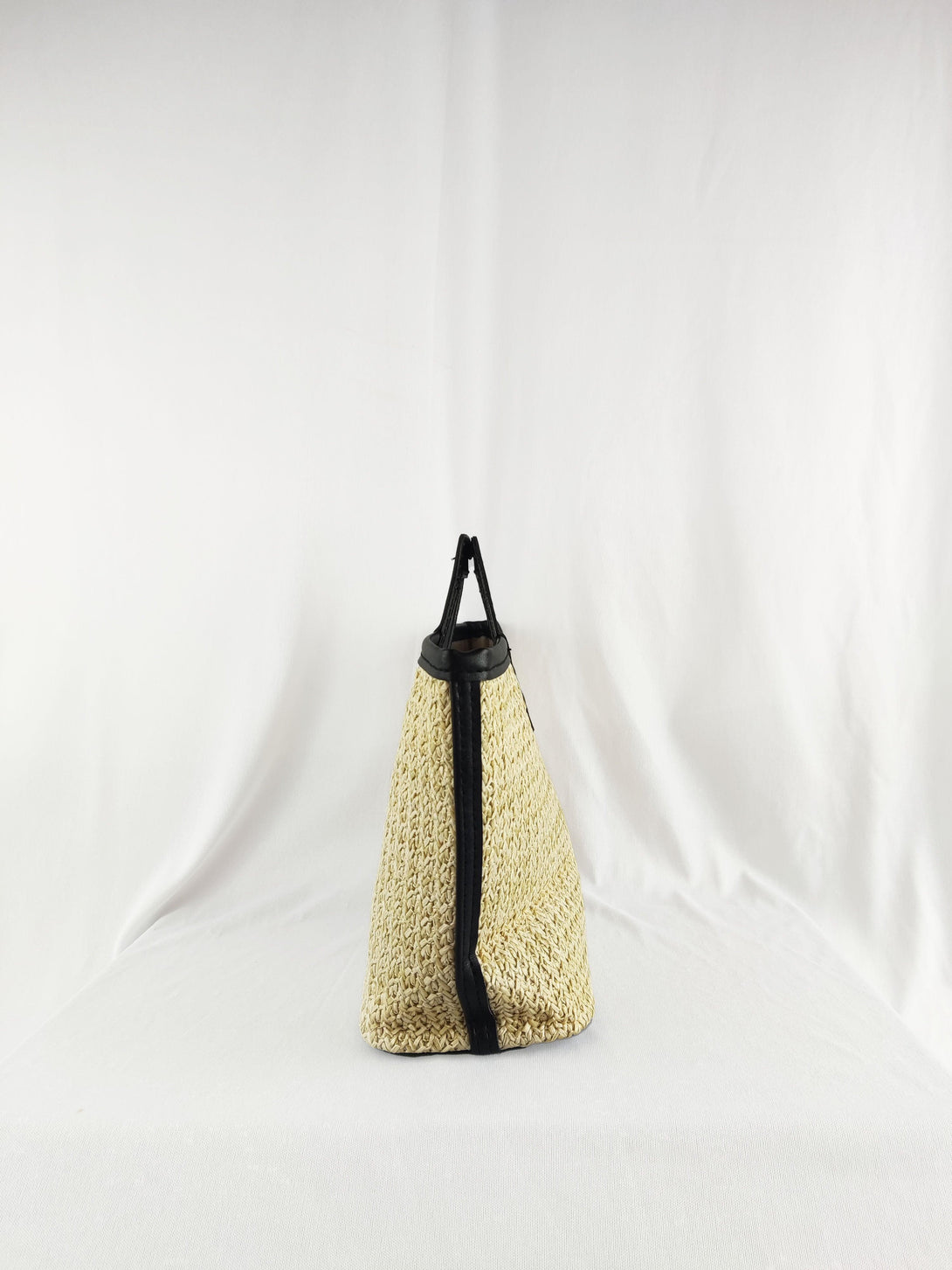 Delia Square Top Handle Straw Bag in Black - Pink N' Proper