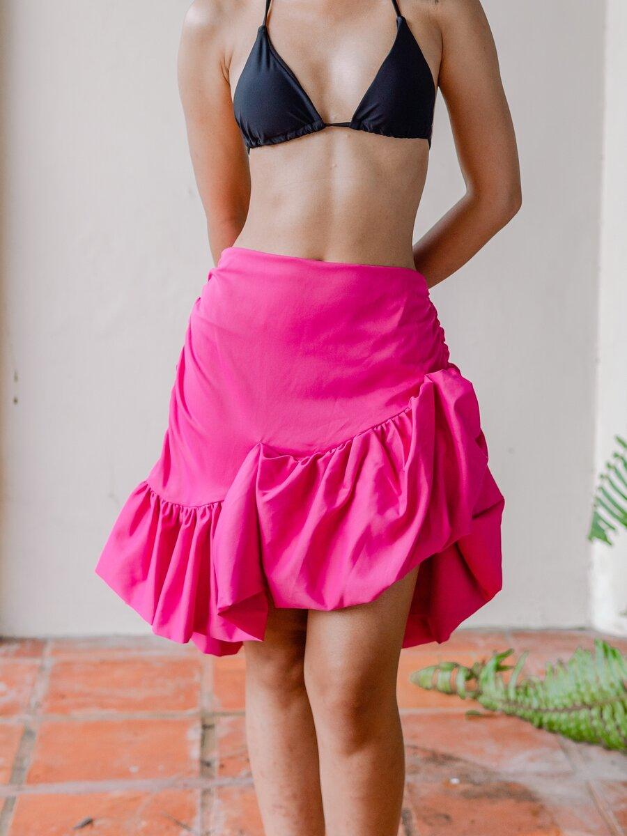 Kylee Ruffle Zip Up Skirt in Hot Pink - Pink N' Proper