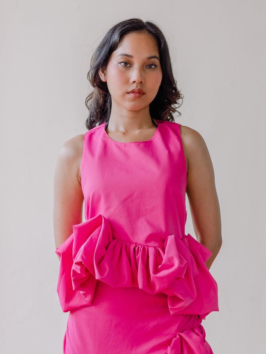 Rylee Ruffle Sleeveless Top in Hot Pink - Pink N' Proper