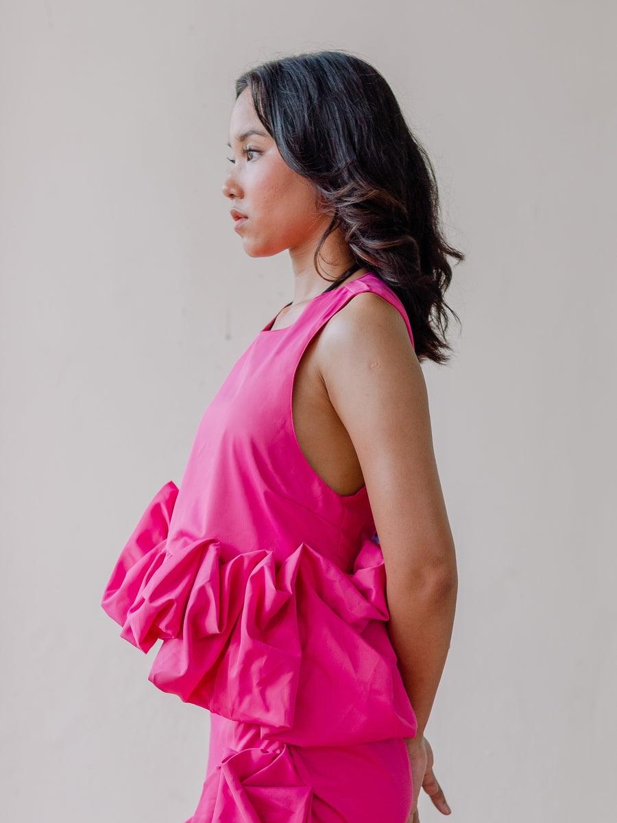 Rylee Ruffle Sleeveless Top in Hot Pink - Pink N' Proper
