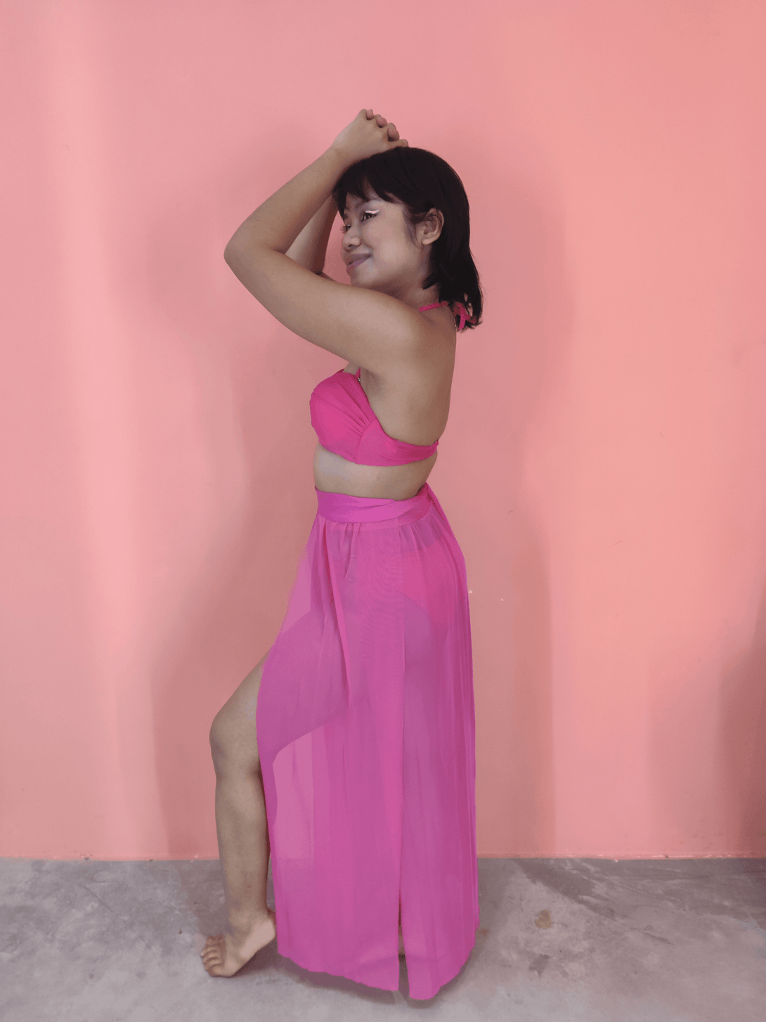 Daeun Mesh Slit Maxi Beach Skirt in Pink - Pink N' Proper