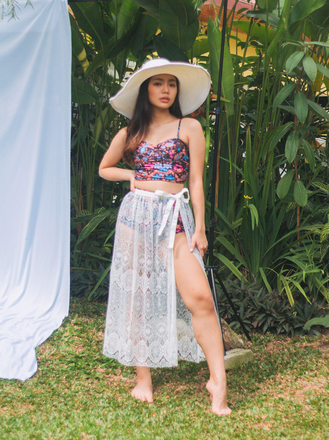 Romani Lace Tie Beach Skirt in White - Pink N' Proper
