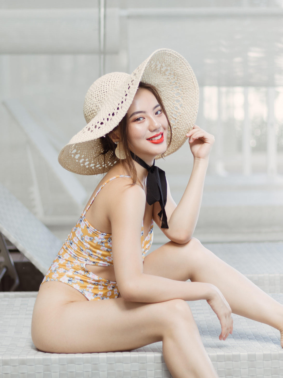Olive Tie-Front High-Cut Cut-Out Monokini Yellow - Pink N' Proper