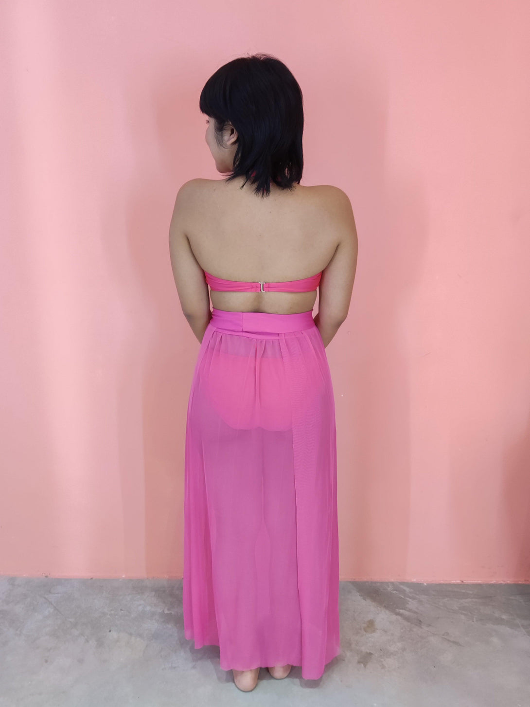 Daeun Mesh Slit Maxi Beach Skirt in Pink - Pink N' Proper