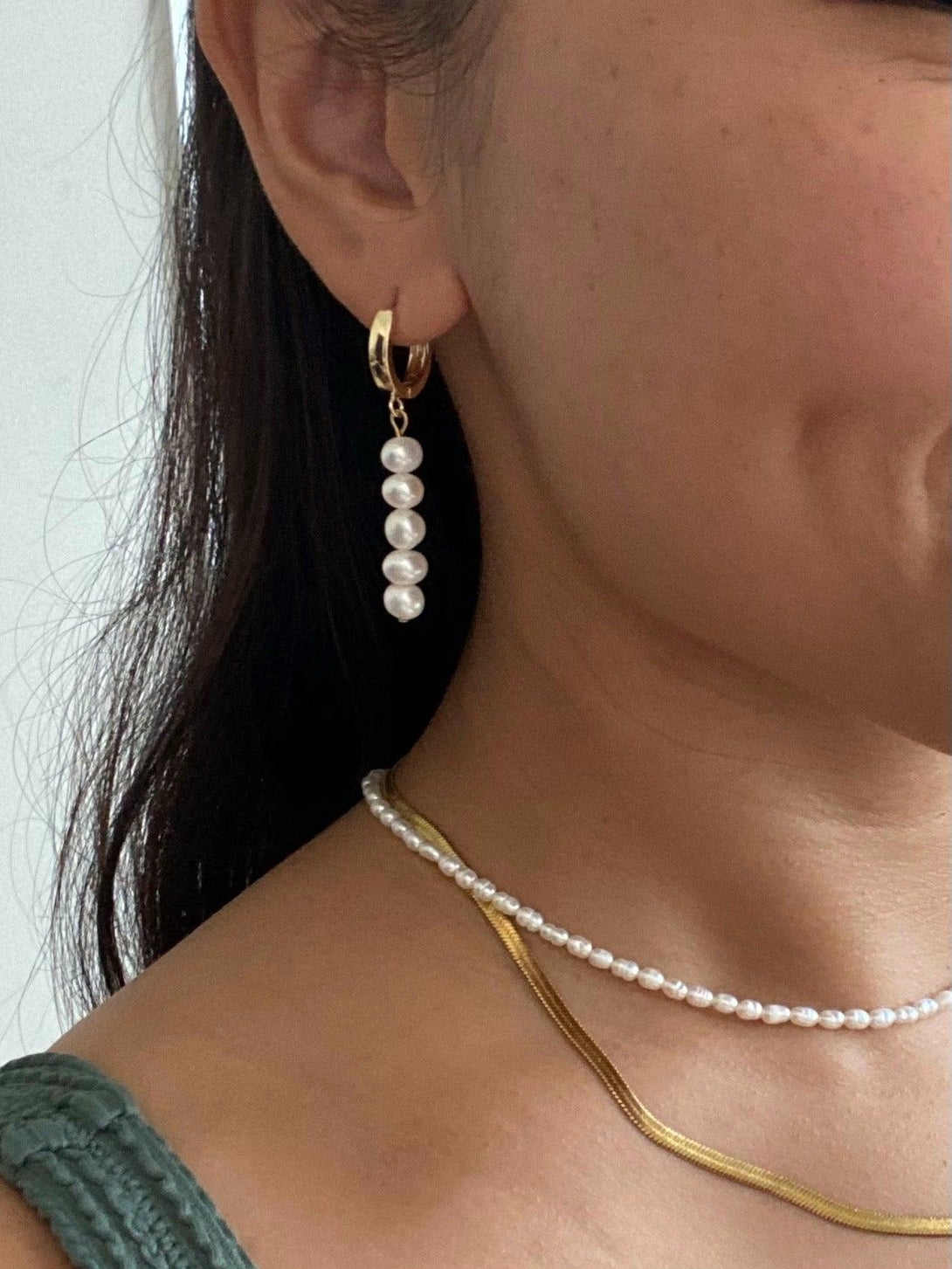 Tala 14k Gold Hoop Earrings with Freshwater Pearls - Pink N' Proper