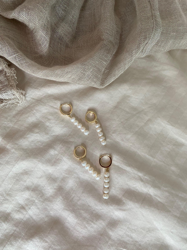 Tala 14k Gold Hoop Earrings with Freshwater Pearls - Pink N' Proper