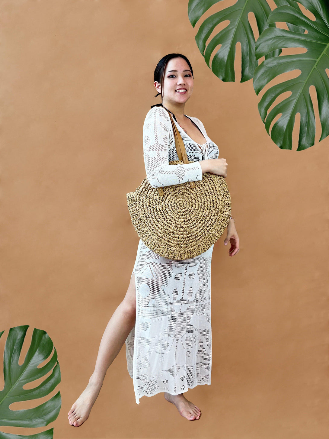 Padma Beach Shoulder Handbag with Zip in Brown - Pink N' Proper
