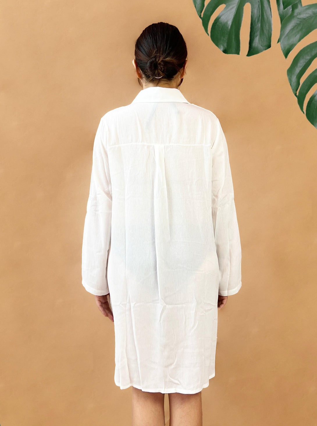 Tilly Collar Button Up Oversized Dress Shirt in White - Pink N' Proper
