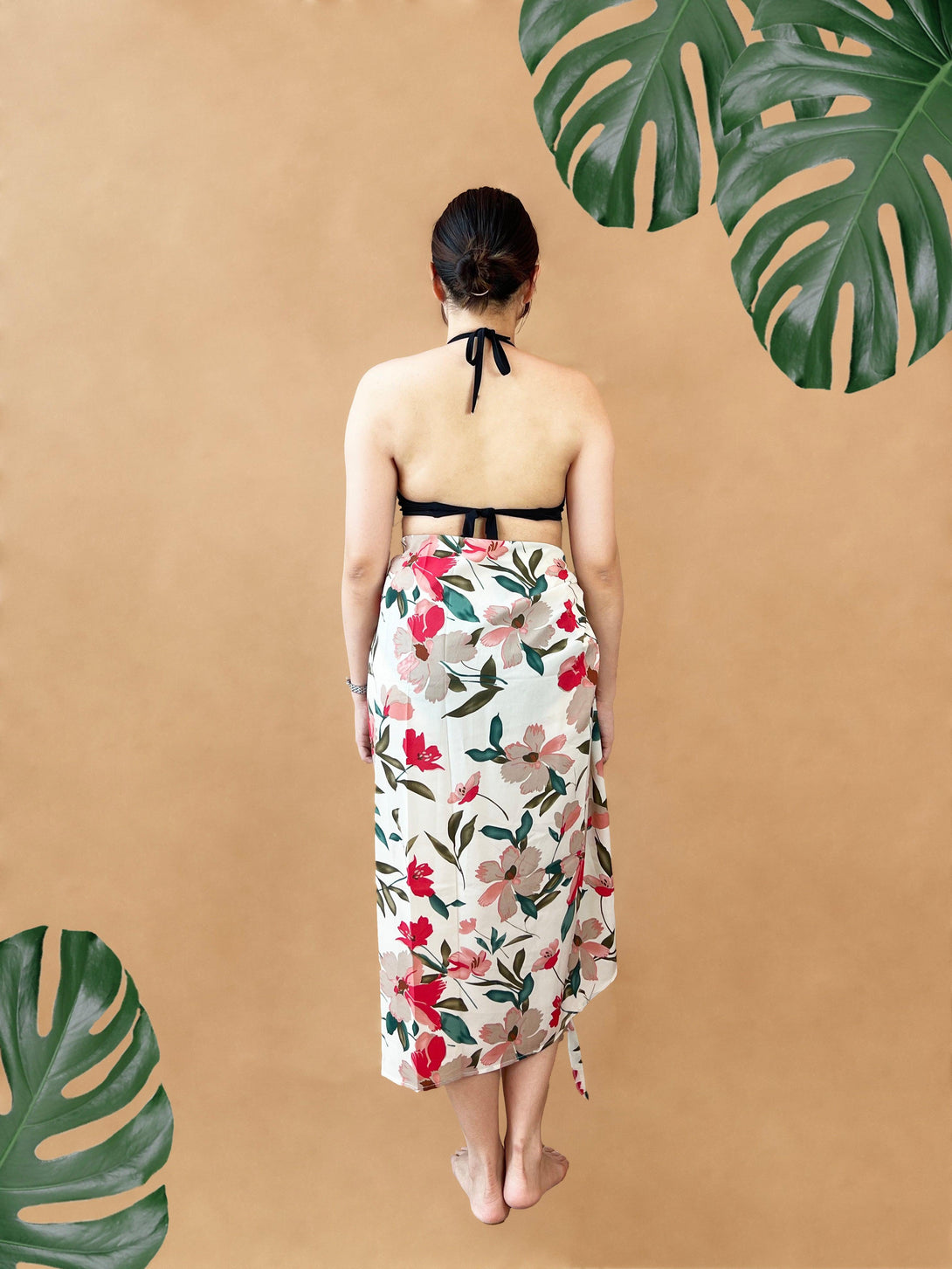 Galia Tropical Convertible Beach Sarong in White - Pink N' Proper