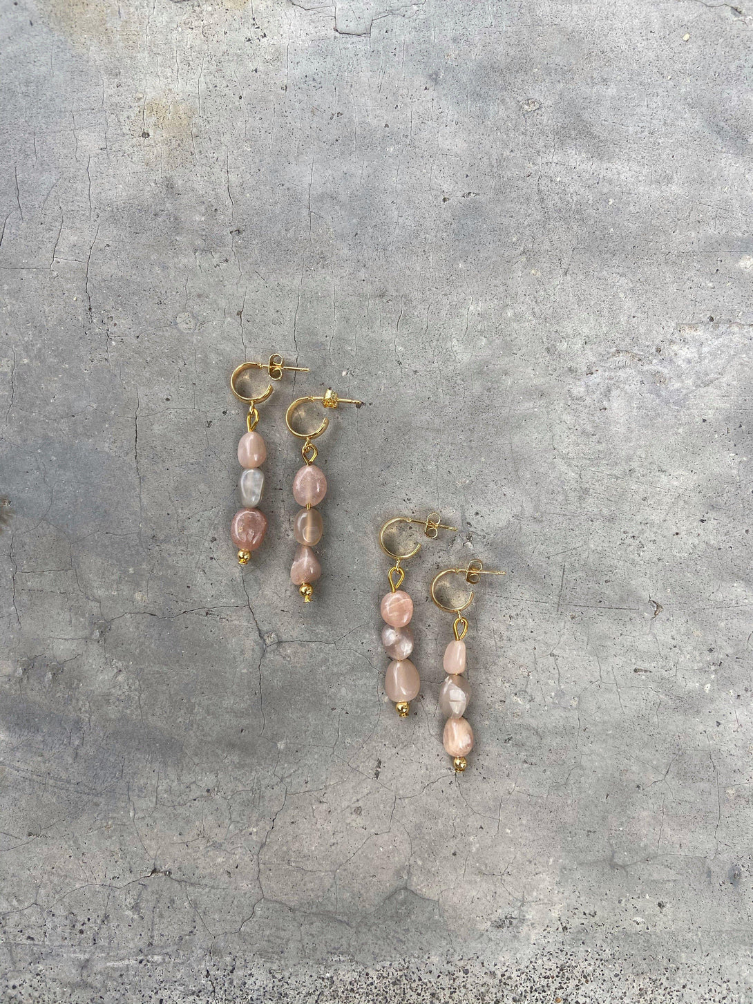 Sunstone Half Circle Earring Studs - Pink N' Proper