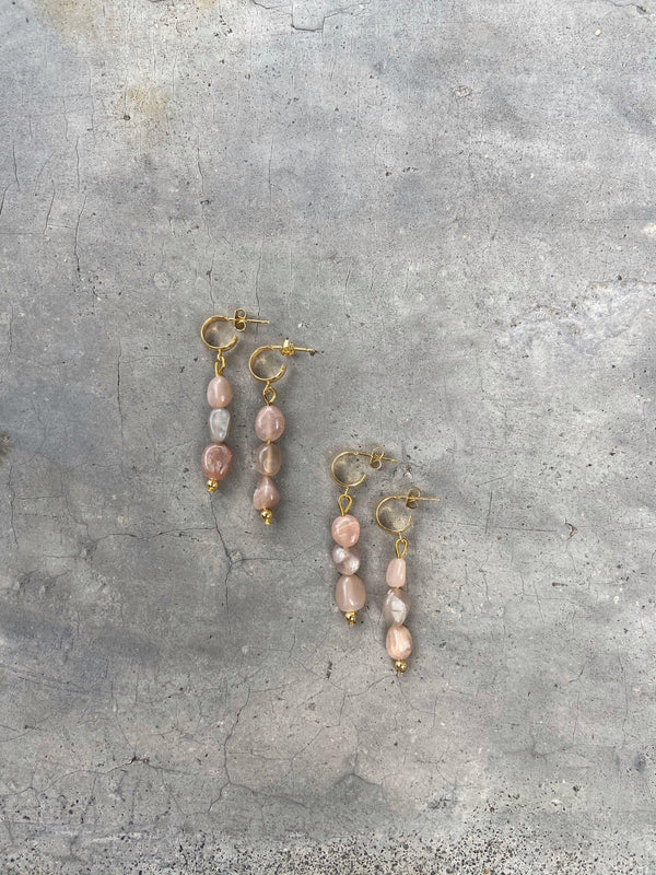 Sunstone Half Circle Earring Studs - Pink N' Proper