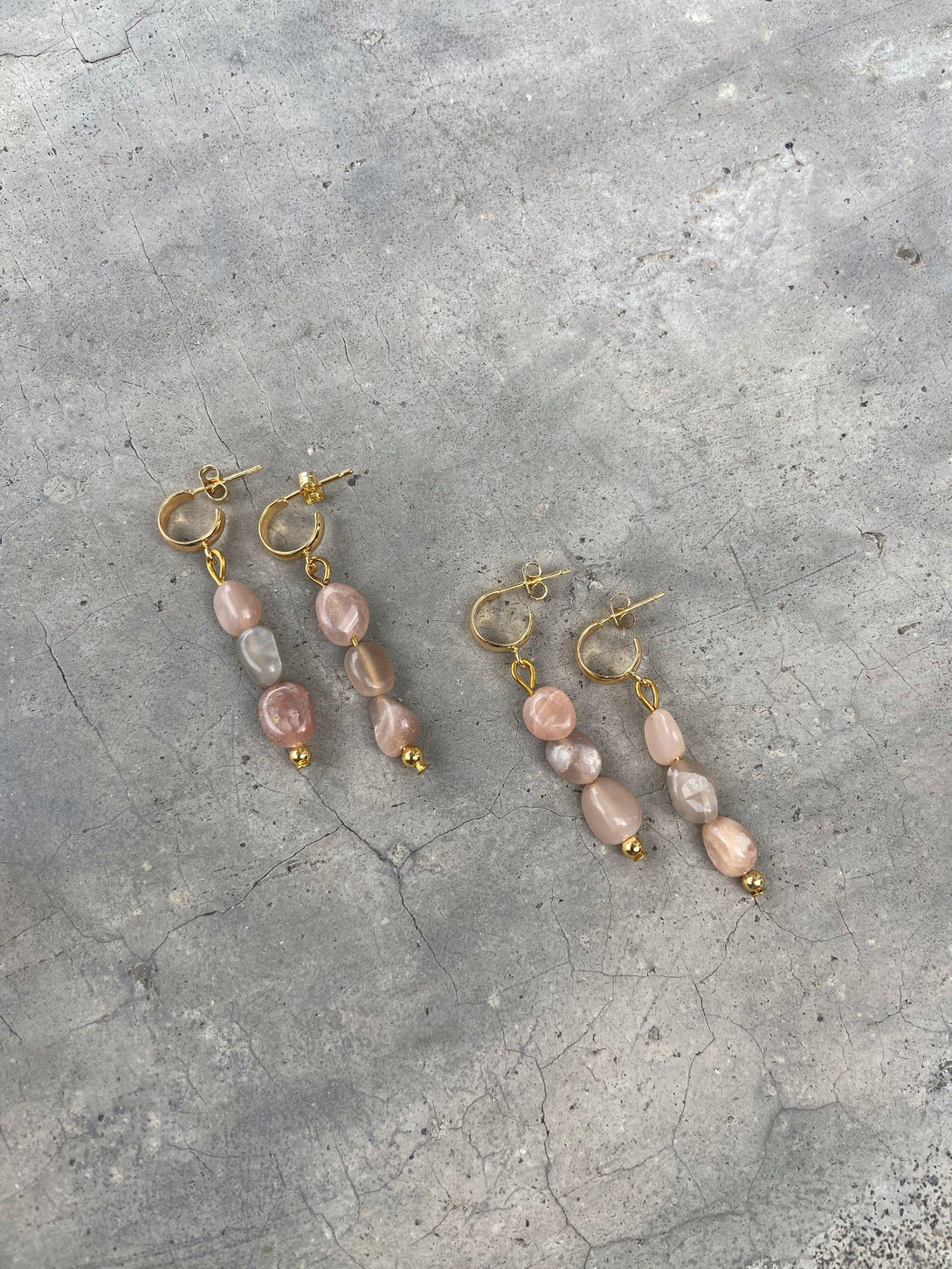 Sunstone Half Circle Earring Studs - Pink N' Proper