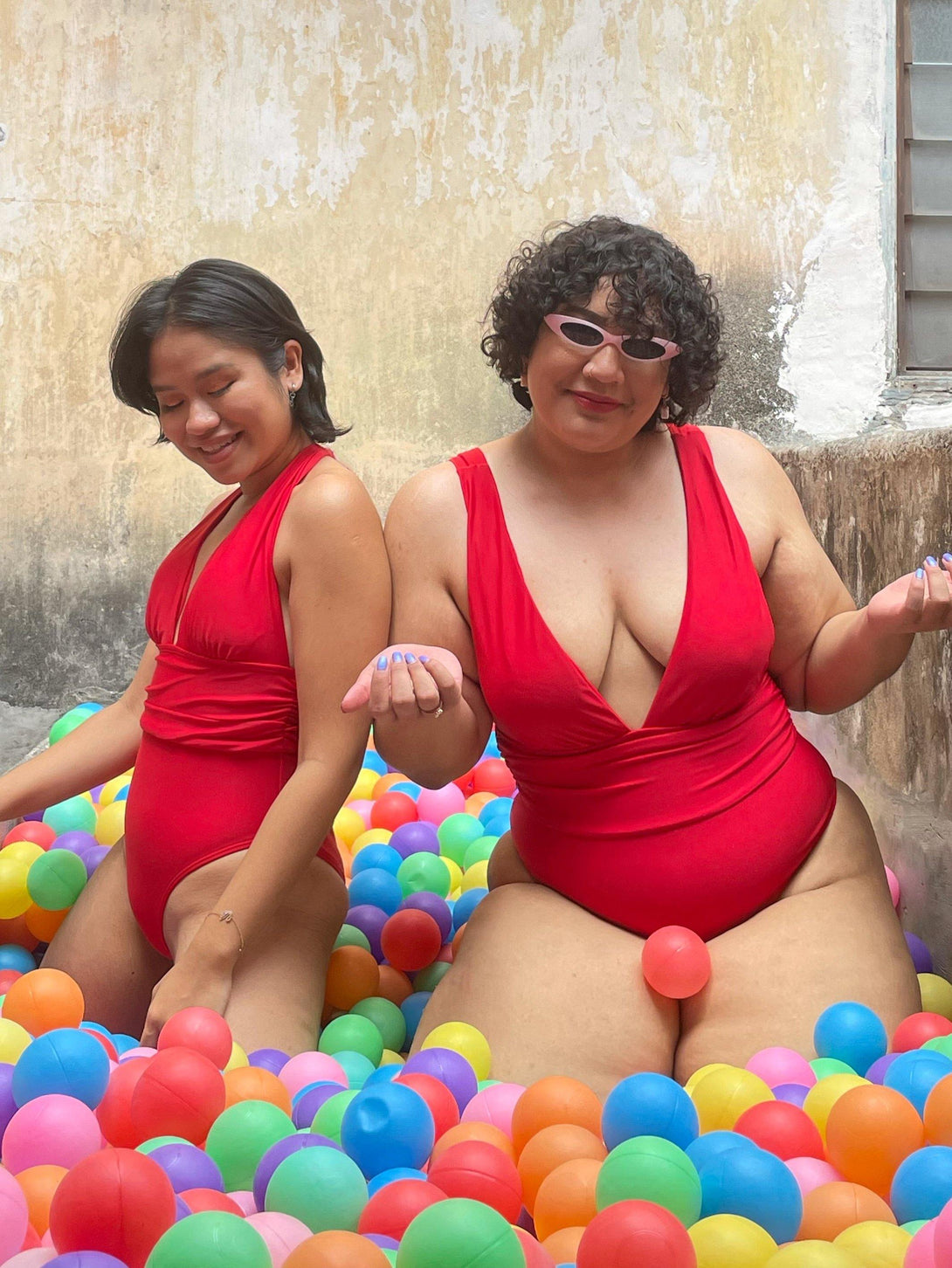 Hadid Plunge Shaping Swimsuit Red - Pink N' Proper