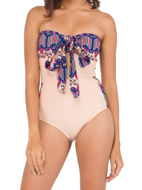 SIGNATURE BATIK Bayu Halter Cut-Out Swimsuit Mekar Nude - Pink N' Proper