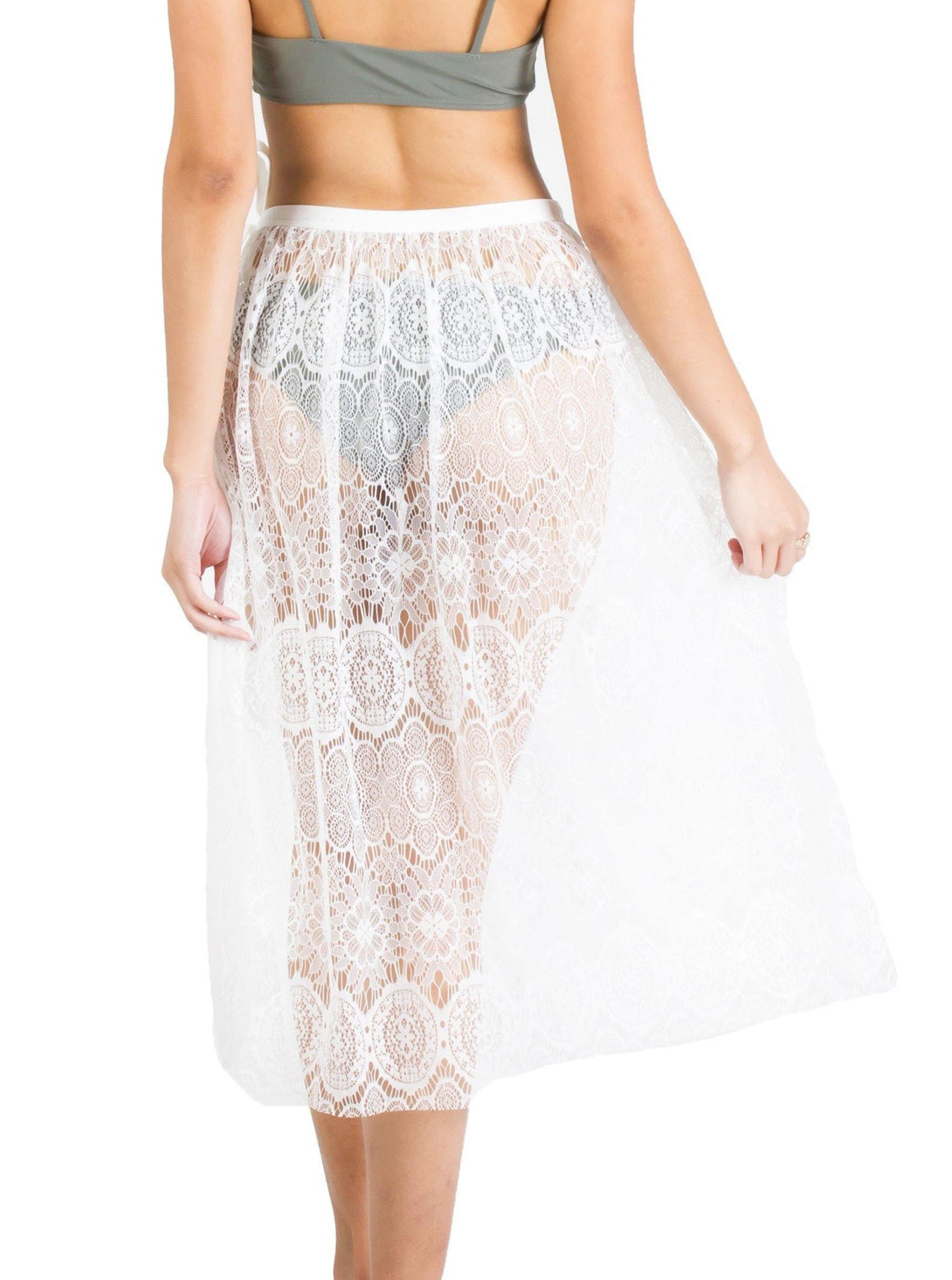 Romani Lace Tie Beach Skirt in White - Pink N' Proper