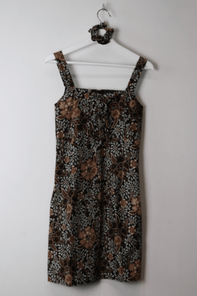 Batik Lace Up Dress in Black Brown - Pink N' Proper