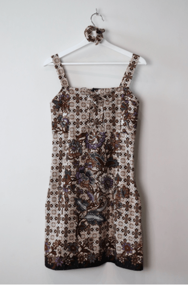 Batik Lace Up Dress in Brown White - Pink N' Proper