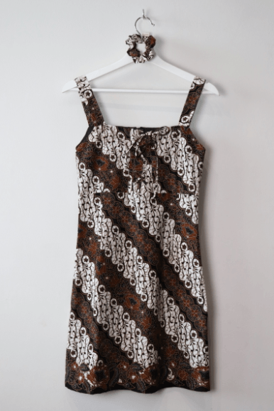 Batik Lace Up Dress in Brown White - Pink N' Proper