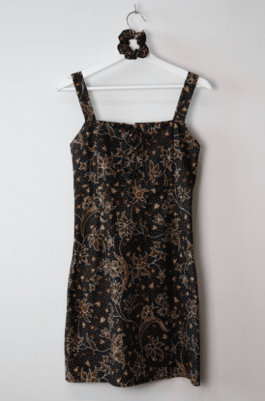 Batik Lace Up Dress in Black Brown - Pink N' Proper