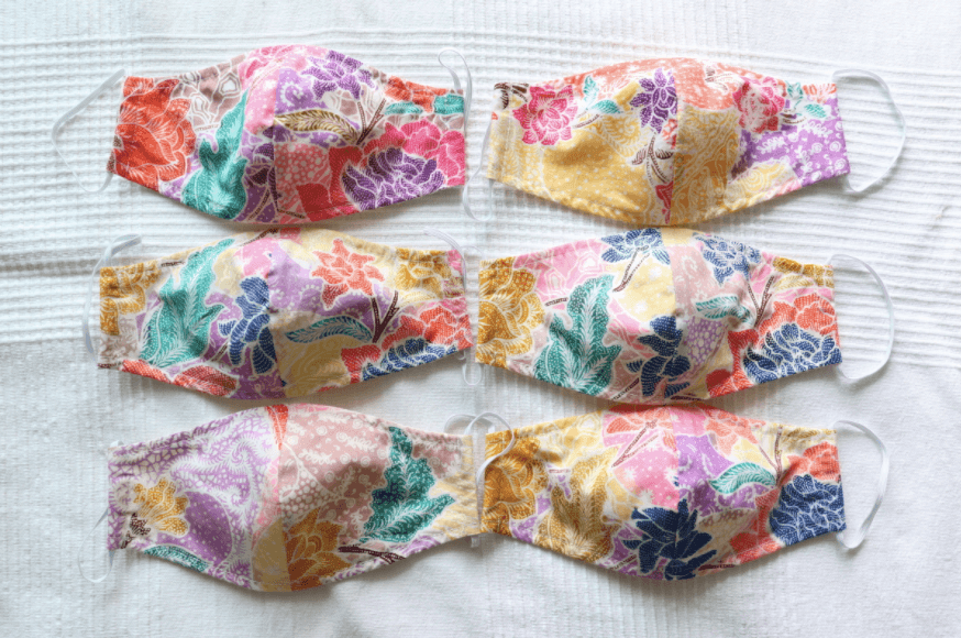 Candy 3 Ply Handstamp Cotton Batik Reusable Face Mask & Scrunchie Set - Pink N' Proper