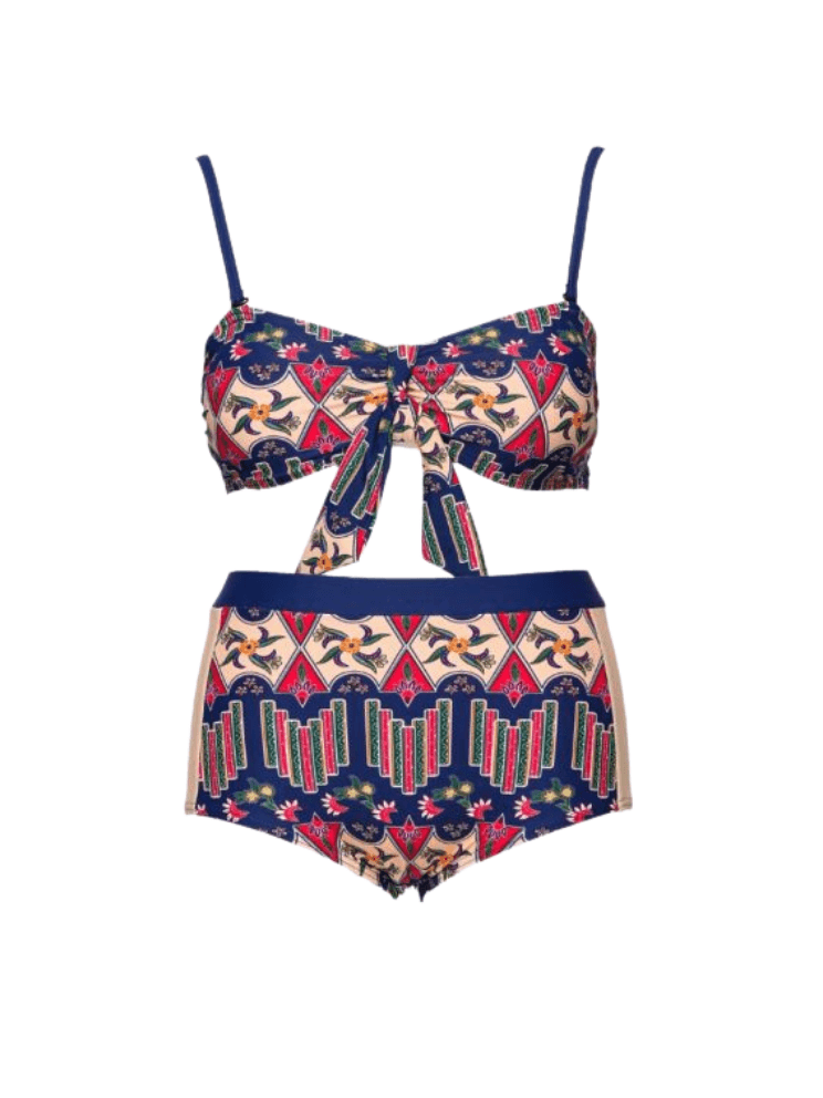 SIGNATURE BATIK Embun Tie-Front High-Waist Bikini Set Mekar Nude - Pink N' Proper
