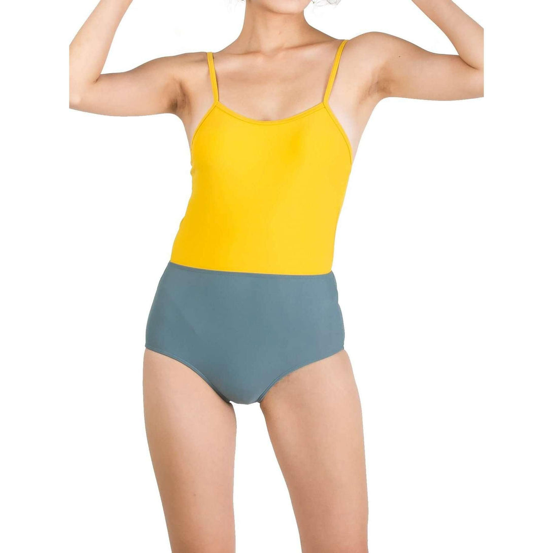 Pink N' Proper:Ae-ri Colour Block Swimsuit in Yellow Green