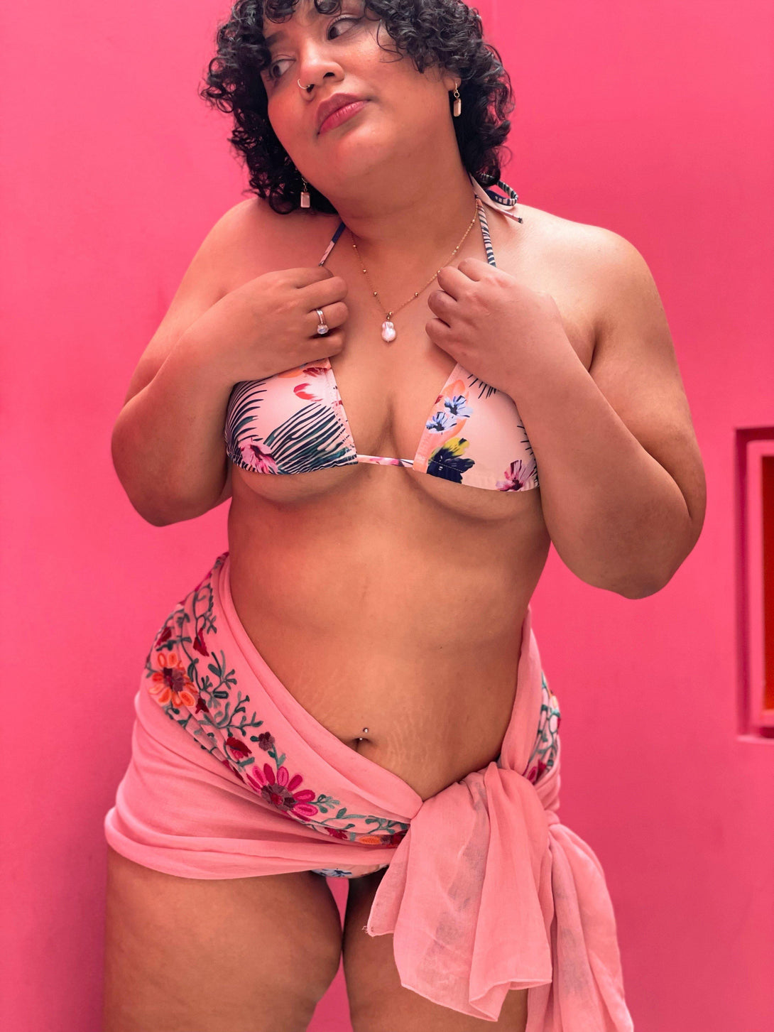 Amaretto Pastel Triangle Bikini Set in Pink (Plus Size Available) - Pink N' Proper