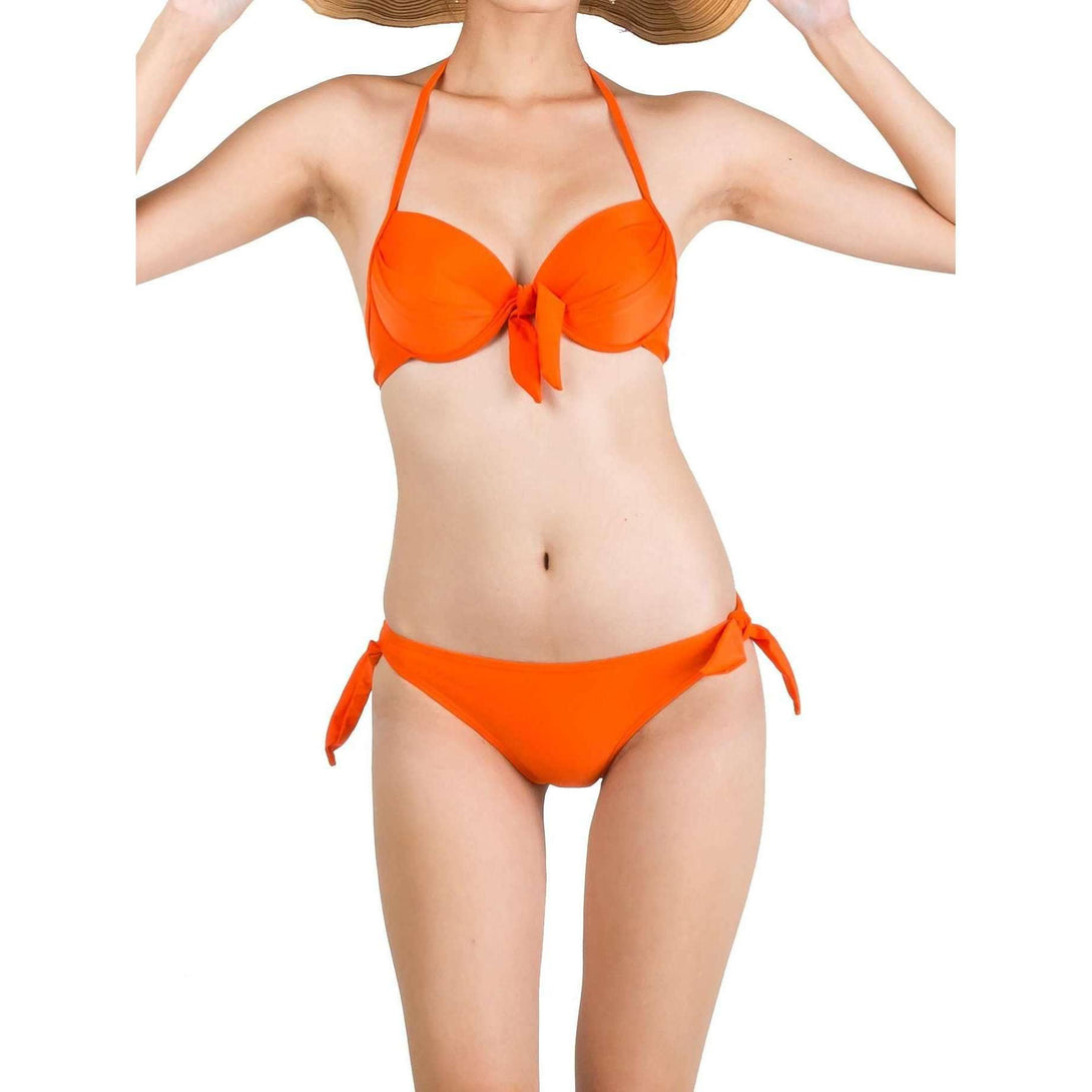 Pink N' Proper:Basic Push Up Bikini in Orange