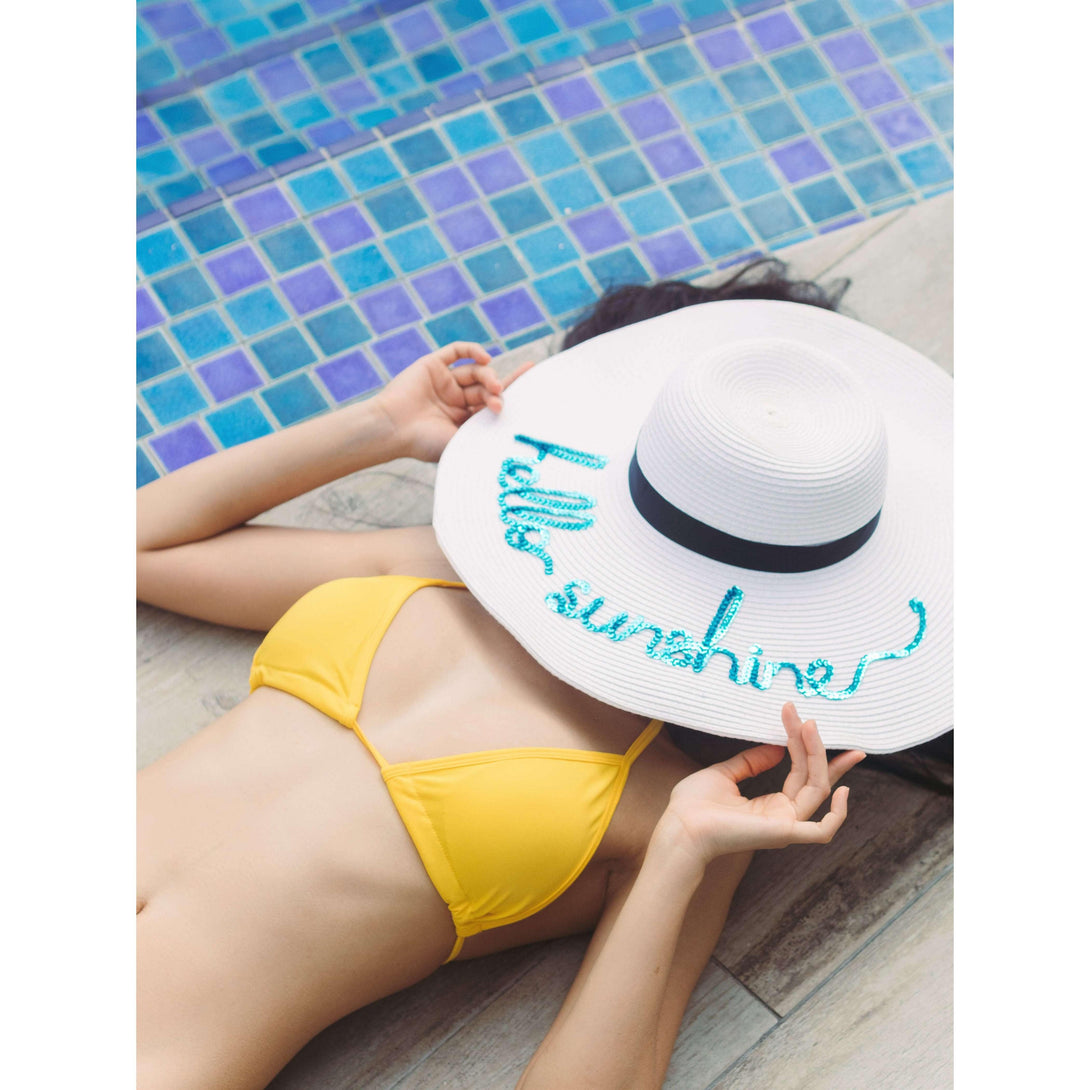 Pink N' Proper:Basic Triangle Bikini Set In Yellow