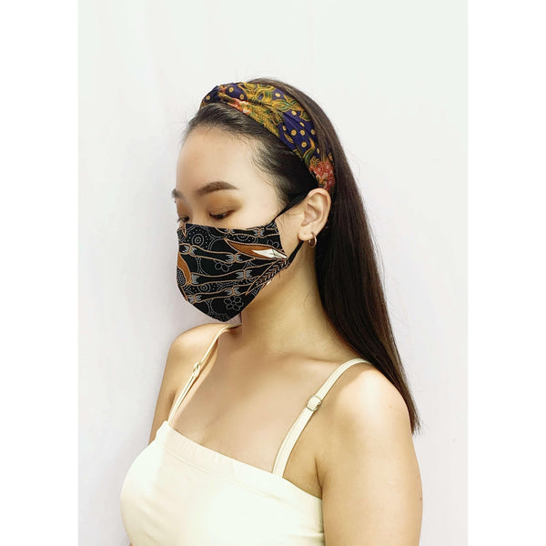 Pink N' Proper:Batik Reusable Face Mask in Black