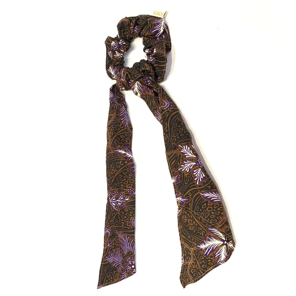 Pink N' Proper:Batik Scrunchie with Ribbon in Brown