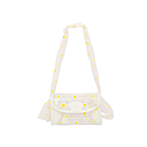 Pink N' Proper:Daisy Clear Mesh Handle Handbag in White