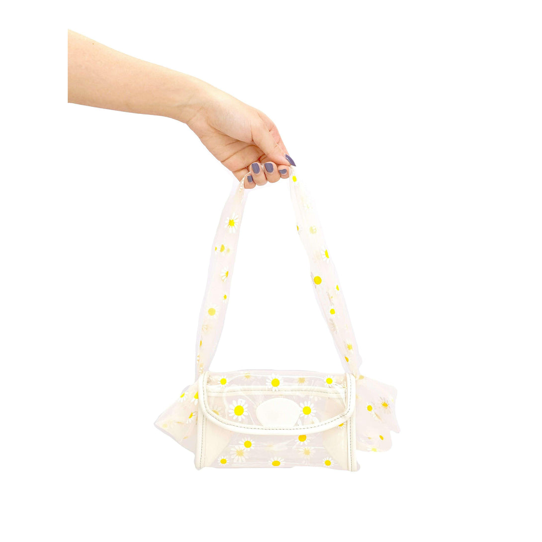 Pink N' Proper:Daisy Clear Mesh Handle Handbag in White