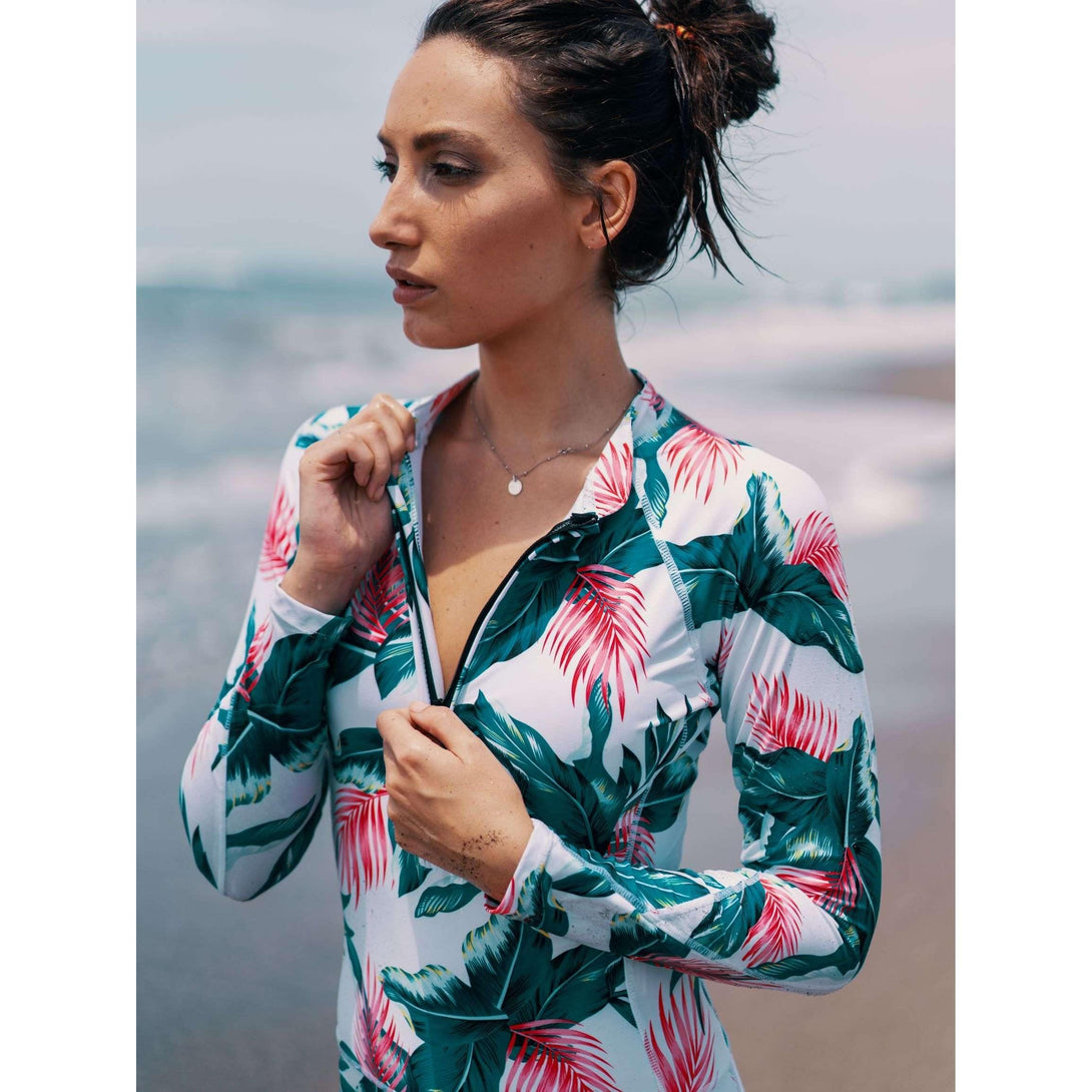 Pink N' Proper:Gamela Tropical Long Sleeve Bodysuit Rash Guard