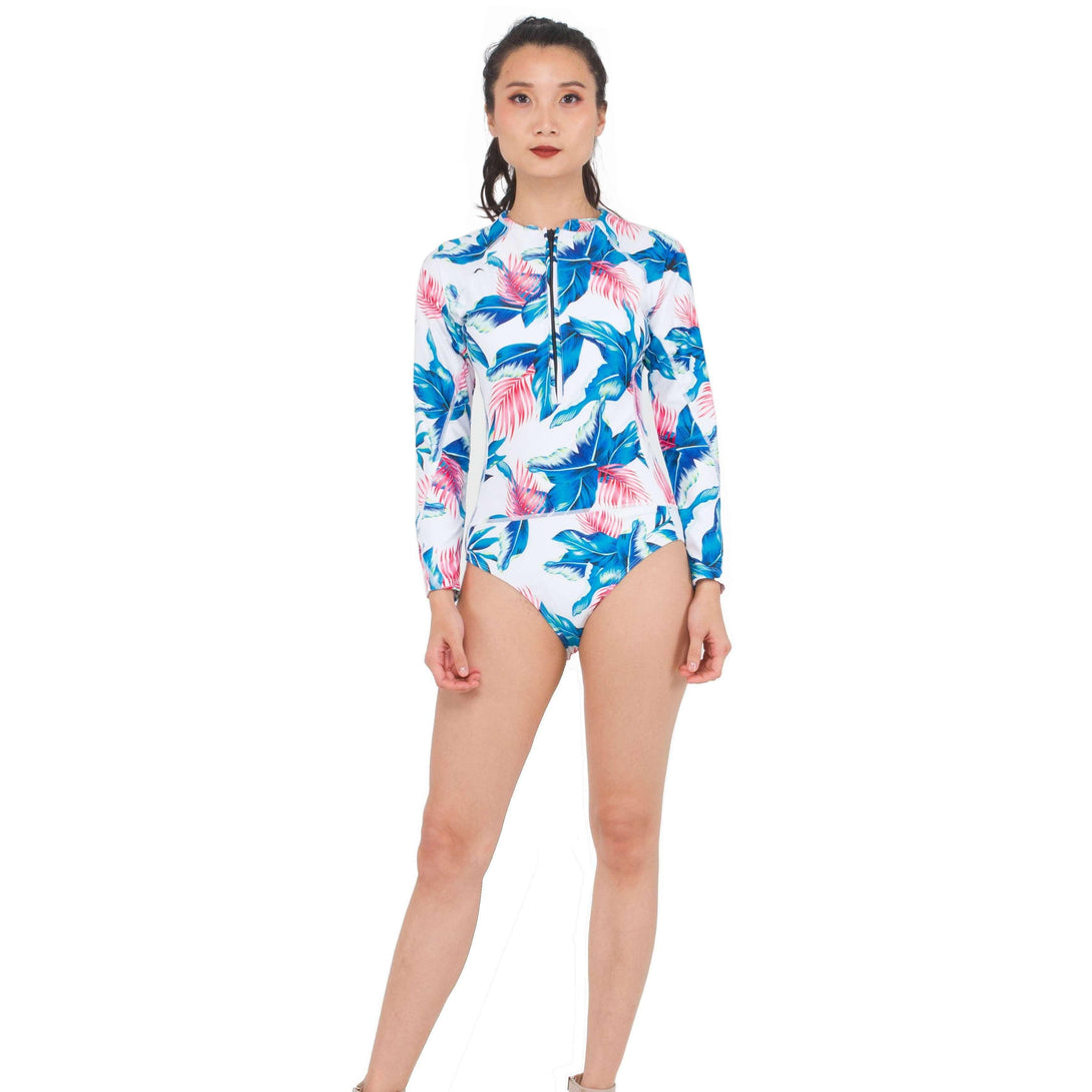 Pink N' Proper:Gamela Tropical Long Sleeve Bodysuit Rash Guard