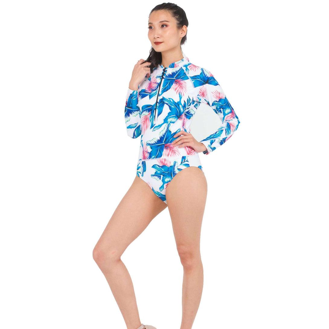 Pink N' Proper:Gamela Tropical Long Sleeve Bodysuit Rash Guard