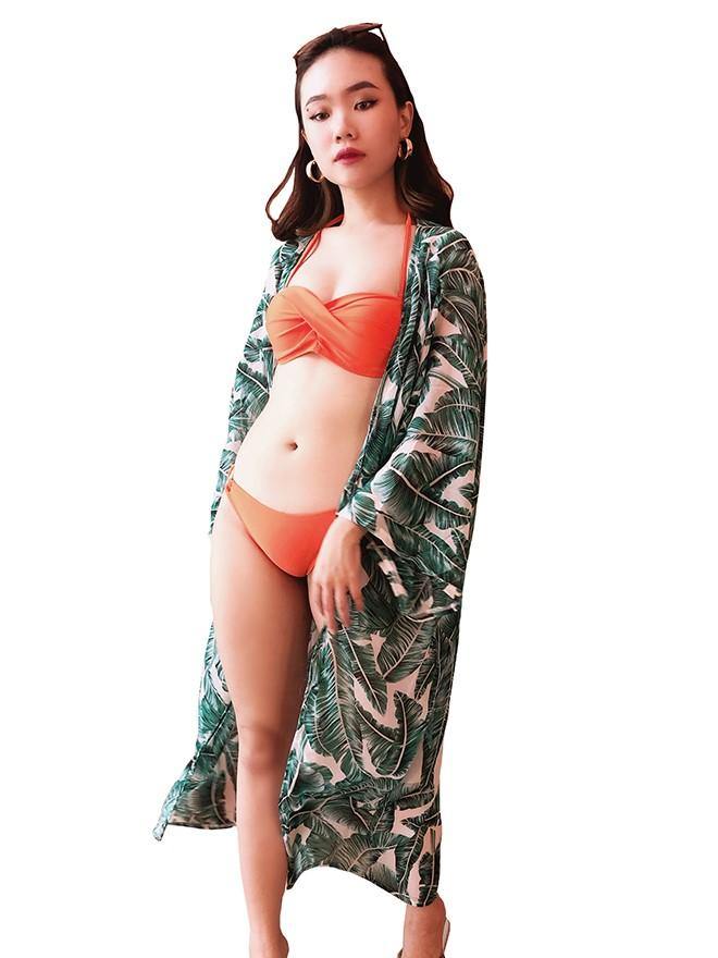 Kamala Leaf Long Beach Kaftan Green - Pink N' Proper