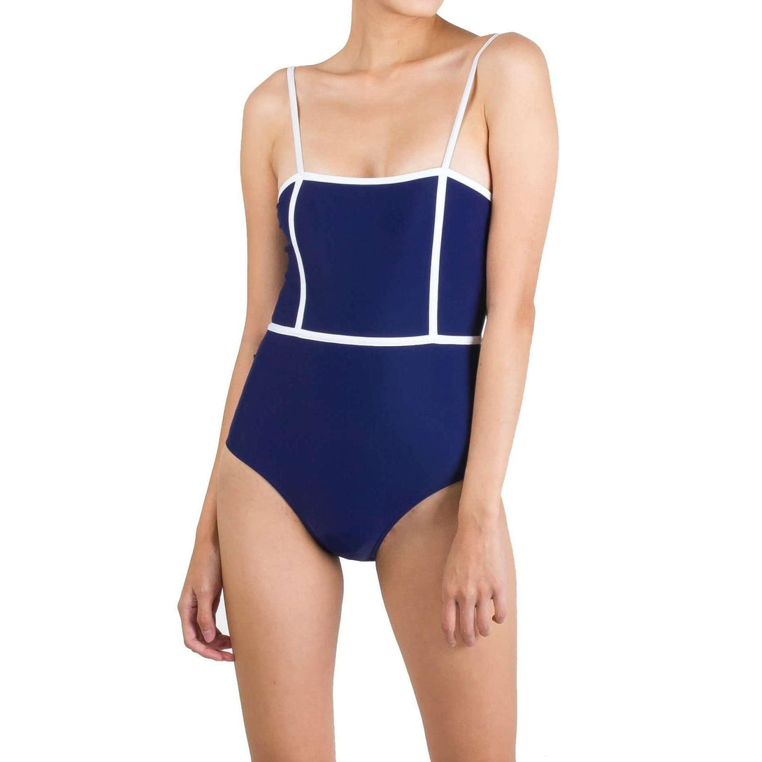 Pink N' Proper:Hana Minimal Swimsuit in Navy Blue