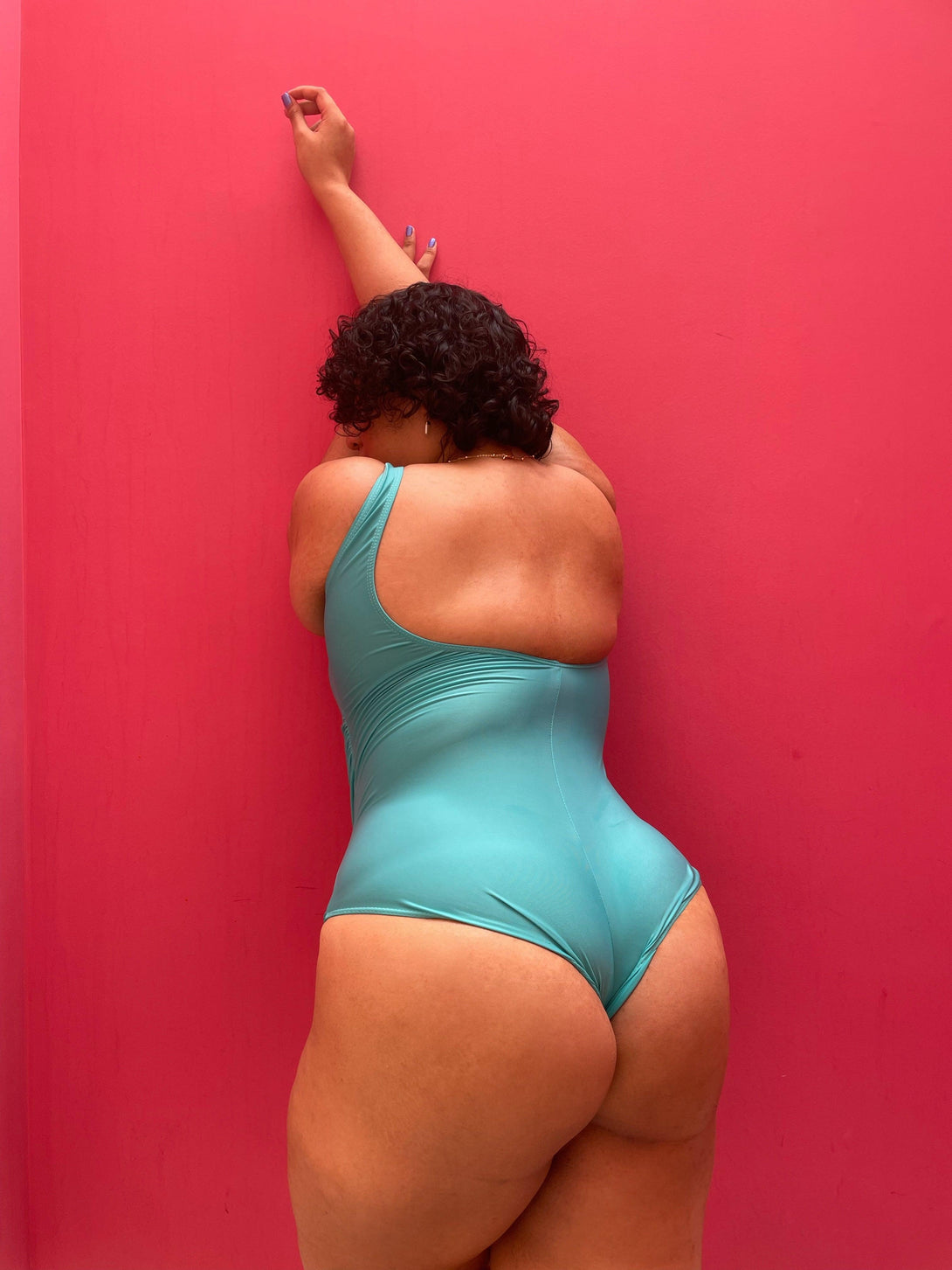 Basic Deep V Bareback Shaping Swimsuit in Mint (Plus Size Available) - Pink N' Proper