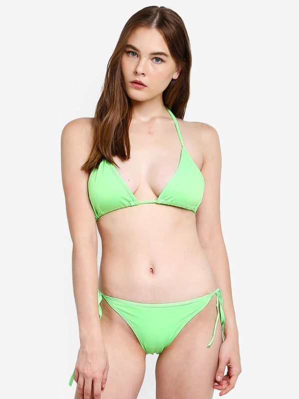 Basic Triangle Bikini Set Neon Green - Pink N' Proper