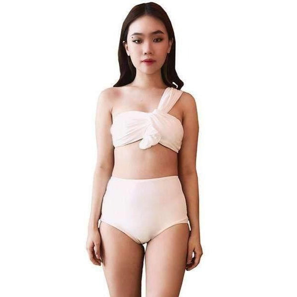 Pink N' Proper:Phylonoe Toga Bandeau Retro High-Waist Bikini Set in White