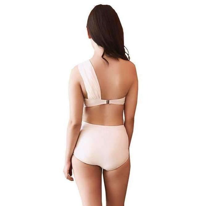 Pink N' Proper:Phylonoe Toga Bandeau Retro High-Waist Bikini Set in White
