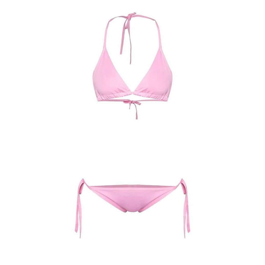 Pink N' Proper:Basic Triangle Bikini Set (Pink)