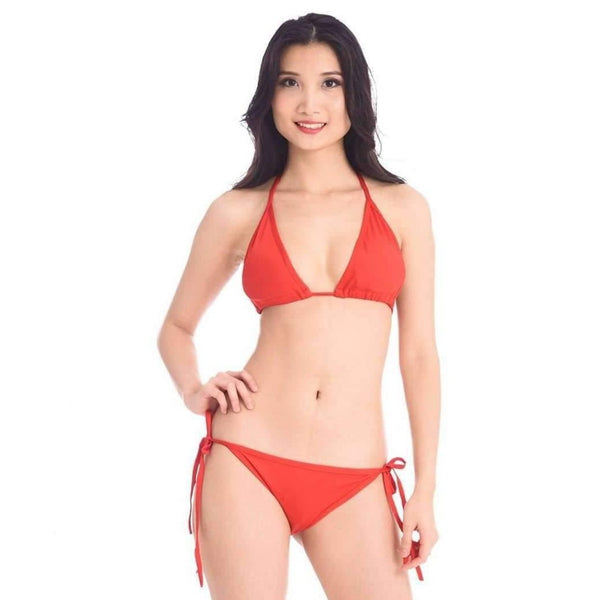 Pink N' Proper:Basic Triangle Bikini Set (Red)