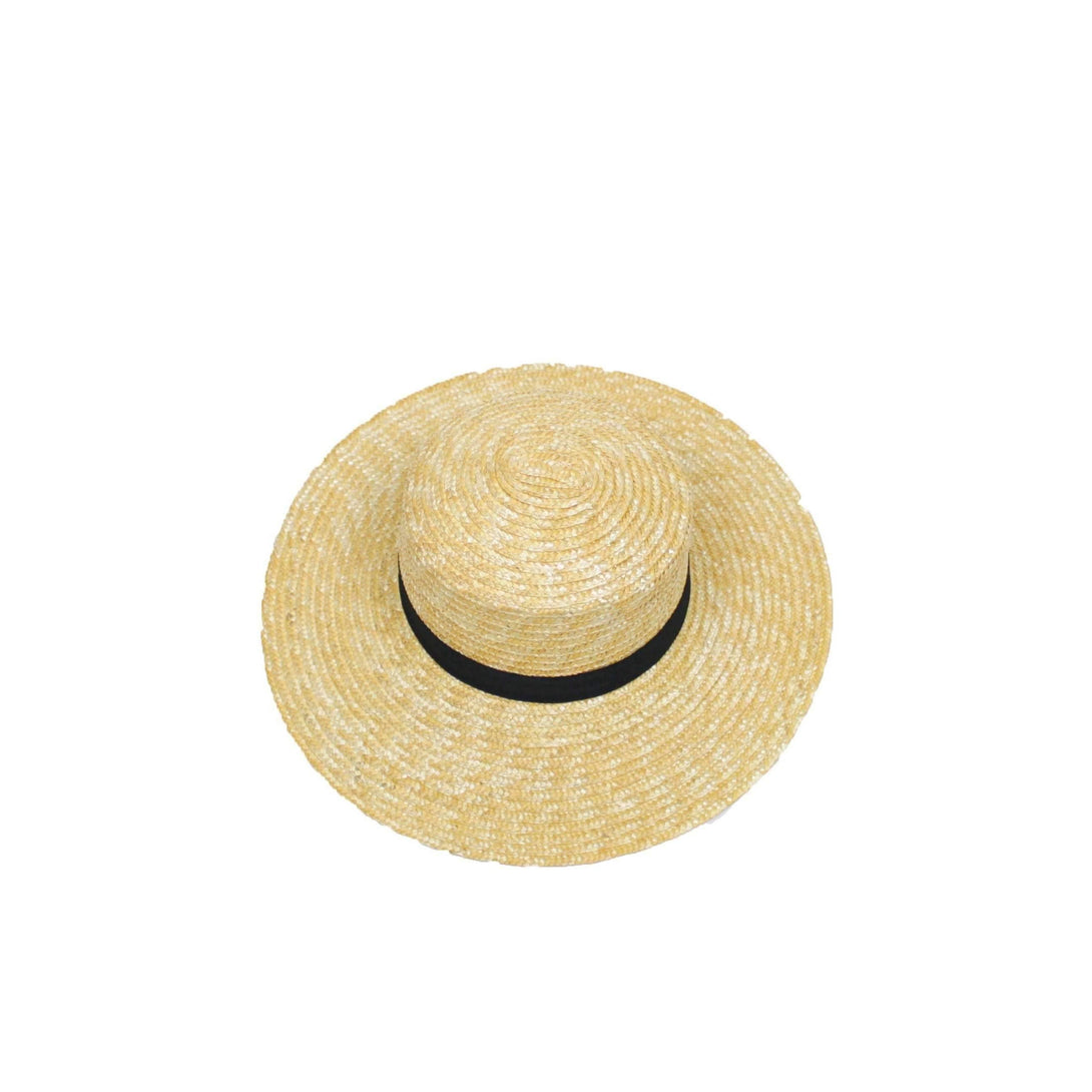 Pink N' Proper:Boater Hat,Black Ribbon / None