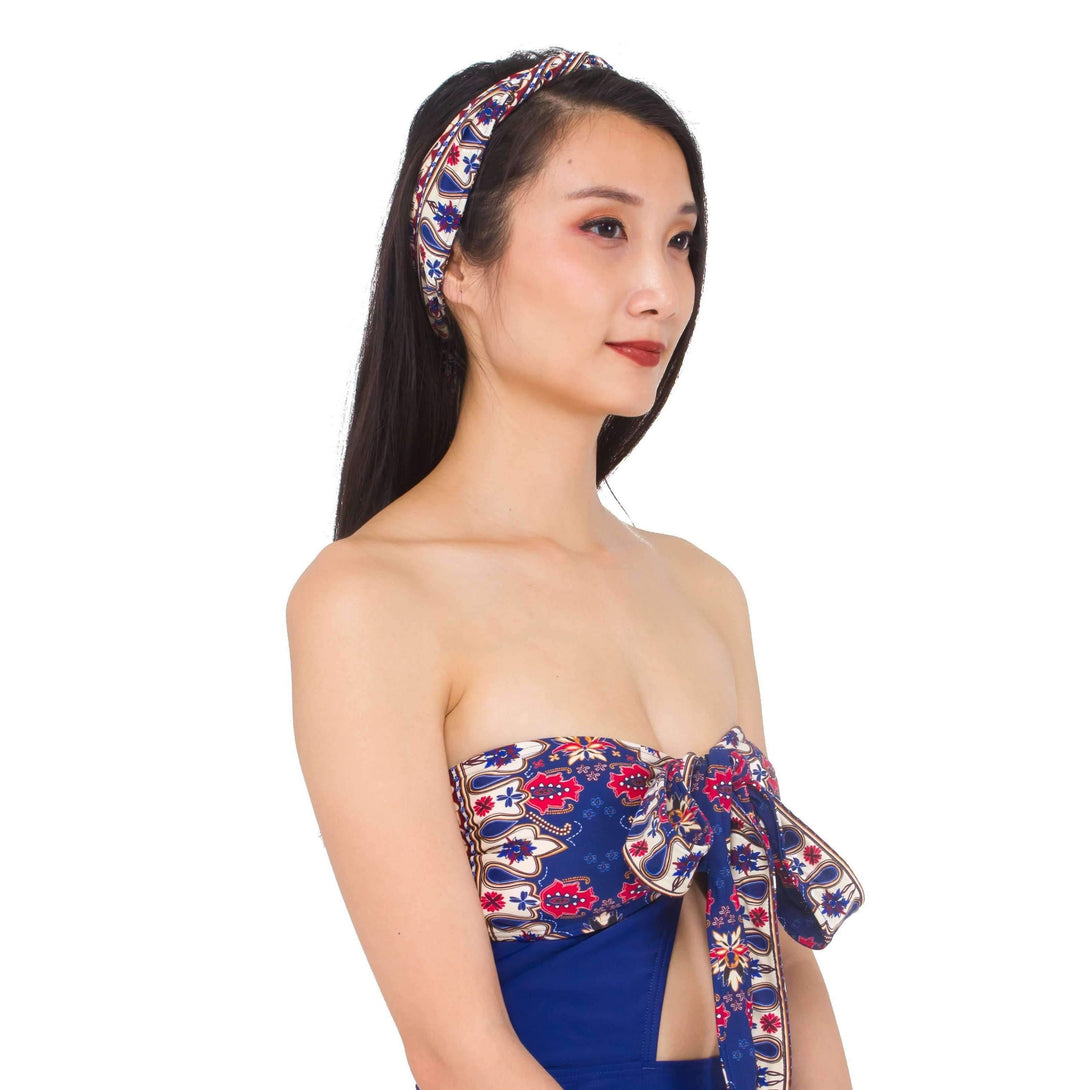 Pink N' Proper:SIGNATURE BATIK Bulan Wide Belt Nila Blue