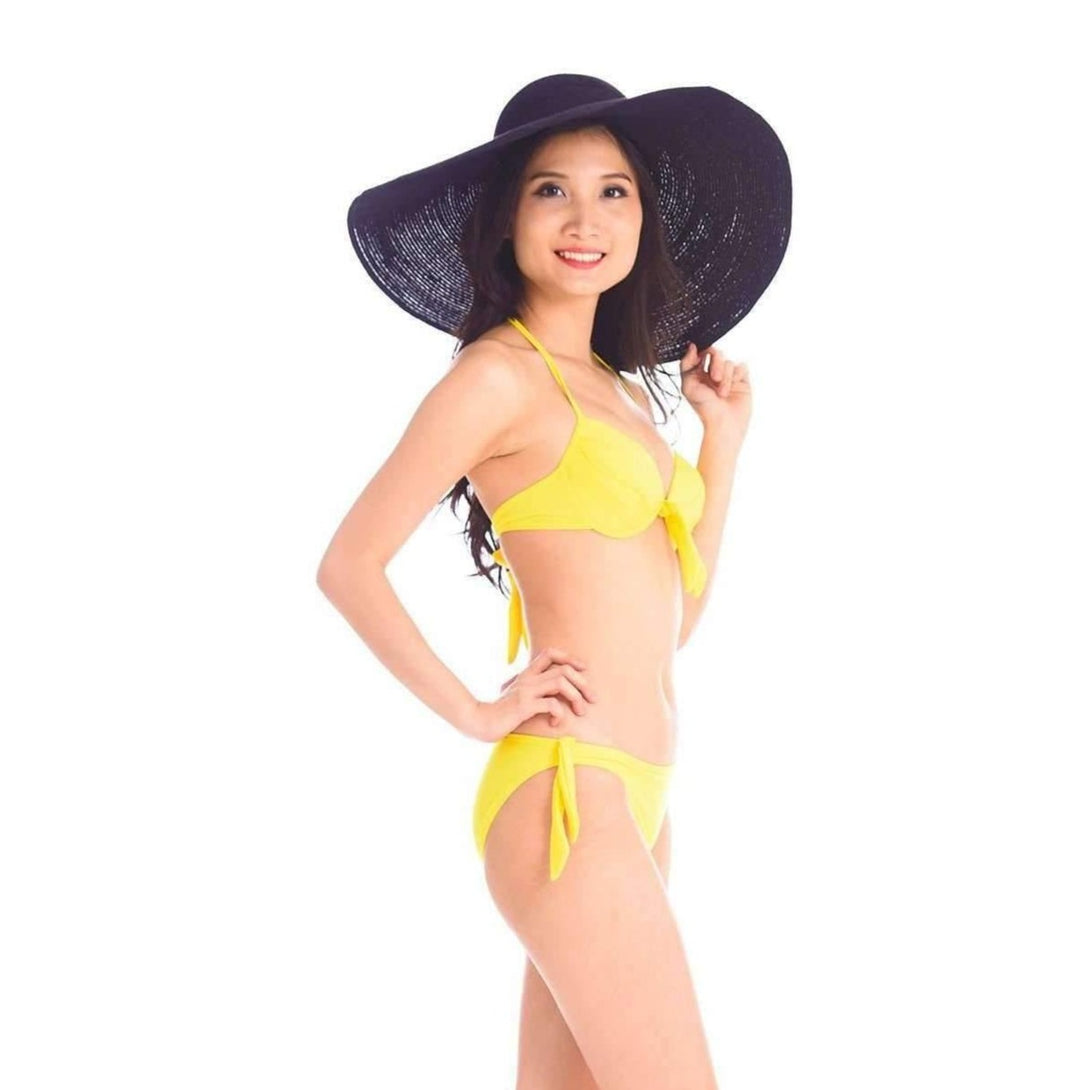 Pink N' Proper:Yellow Basic Push Up Bikini